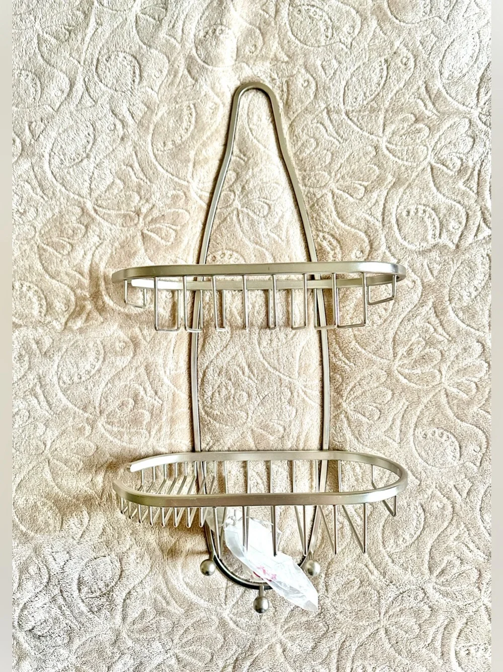 Two-Tier Stainless Steel Shower Caddy in Brushed Silver